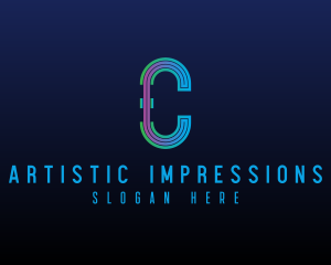 Modern Tech Lines Letter C logo design