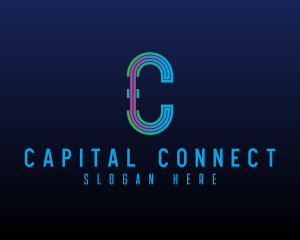 Modern Tech Lines Letter C logo design