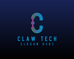 Modern Tech Lines Letter C logo design