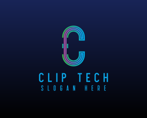 Modern Tech Lines Letter C logo design