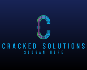 Modern Tech Lines Letter C logo design