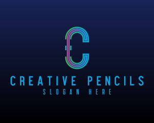 Modern Tech Lines Letter C logo design