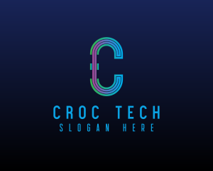 Modern Tech Lines Letter C logo design