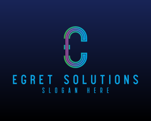 Modern Tech Lines Letter C logo design