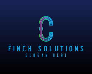 Modern Tech Lines Letter C logo design