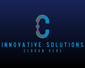 Modern Tech Lines Letter C logo design