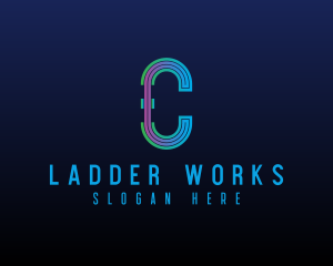 Modern Tech Lines Letter C logo design