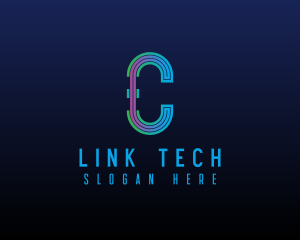 Modern Tech Lines Letter C logo design