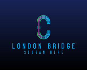 Modern Tech Lines Letter C logo design