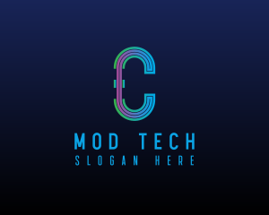 Modern Tech Lines Letter C logo design