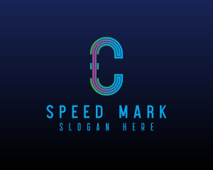 Modern Tech Lines Letter C logo design