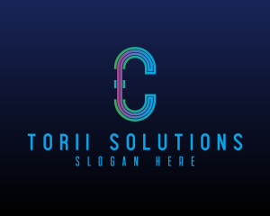 Modern Tech Lines Letter C logo design