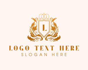 Badge - Gold Ornamental Crown Shield logo design