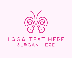 Pink - Butterfly Wings Drawing logo design