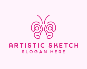 Butterfly Wings Drawing logo design