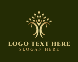 Nature - Golden Natural Tree logo design