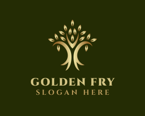 Golden Natural Tree logo design