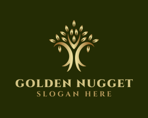 Golden Natural Tree logo design