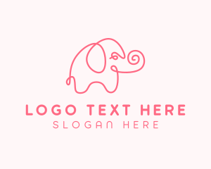 Scribble - Animal Monoline Elephant logo design