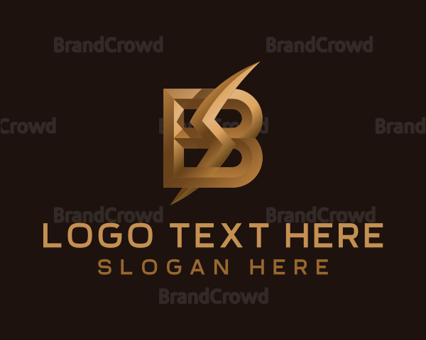 Gold Lightning Letter B Logo