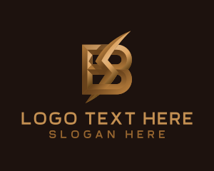 Power - Gold Lightning Letter B logo design