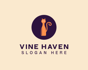 Wine Bottle Cat logo design