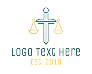 Cross - Minimalist Justice Sword Outline logo design