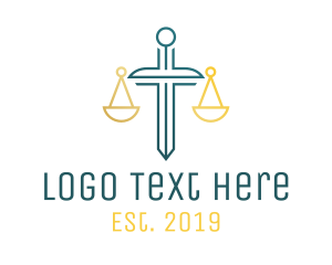 Court House - Minimalist Justice Sword Outline logo design