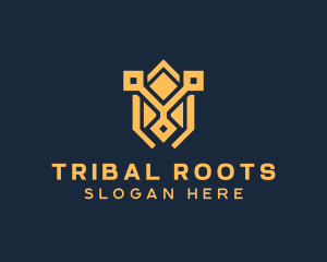 Digital Tribal Mask logo design