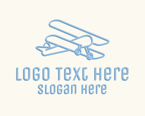 Minimalist - Blue Monoline Biplane logo design