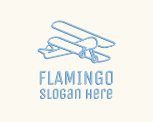 Linear - Blue Monoline Biplane logo design
