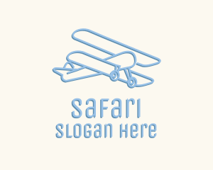 Aerial - Blue Monoline Biplane logo design