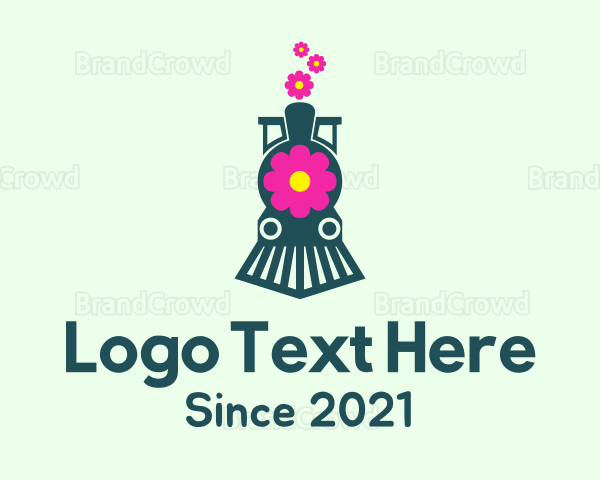 Flower Train Locomotive Logo