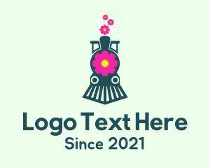 Floristry - Flower Train Locomotive logo design