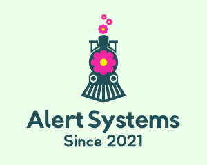 Flower Train Locomotive logo design