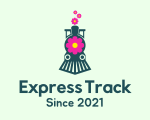 Train - Flower Train Locomotive logo design