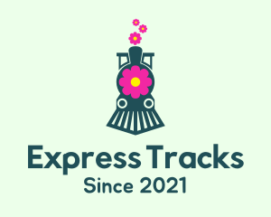 Flower Train Locomotive logo design