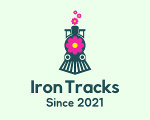 Flower Train Locomotive logo design