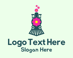 Flower Train Locomotive Logo