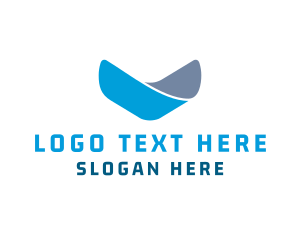 Down - Blue Letter V logo design