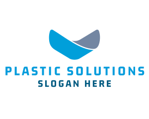 Plastic - Blue Letter V logo design
