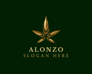 Gold Marijuana Weed logo design