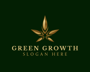 Gold Marijuana Weed logo design