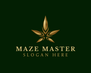 Gold Marijuana Weed logo design