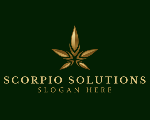 Gold Marijuana Weed logo design