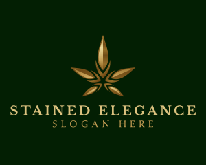 Gold Marijuana Weed logo design