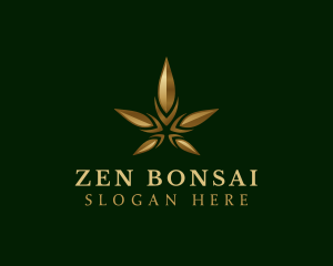 Gold Marijuana Weed logo design