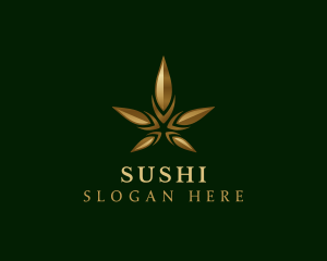 Gold Marijuana Weed logo design