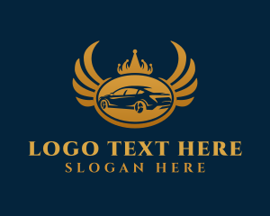 Rental - Gold Elegant Car Wings logo design