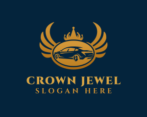 Gold Elegant Car Wings logo design